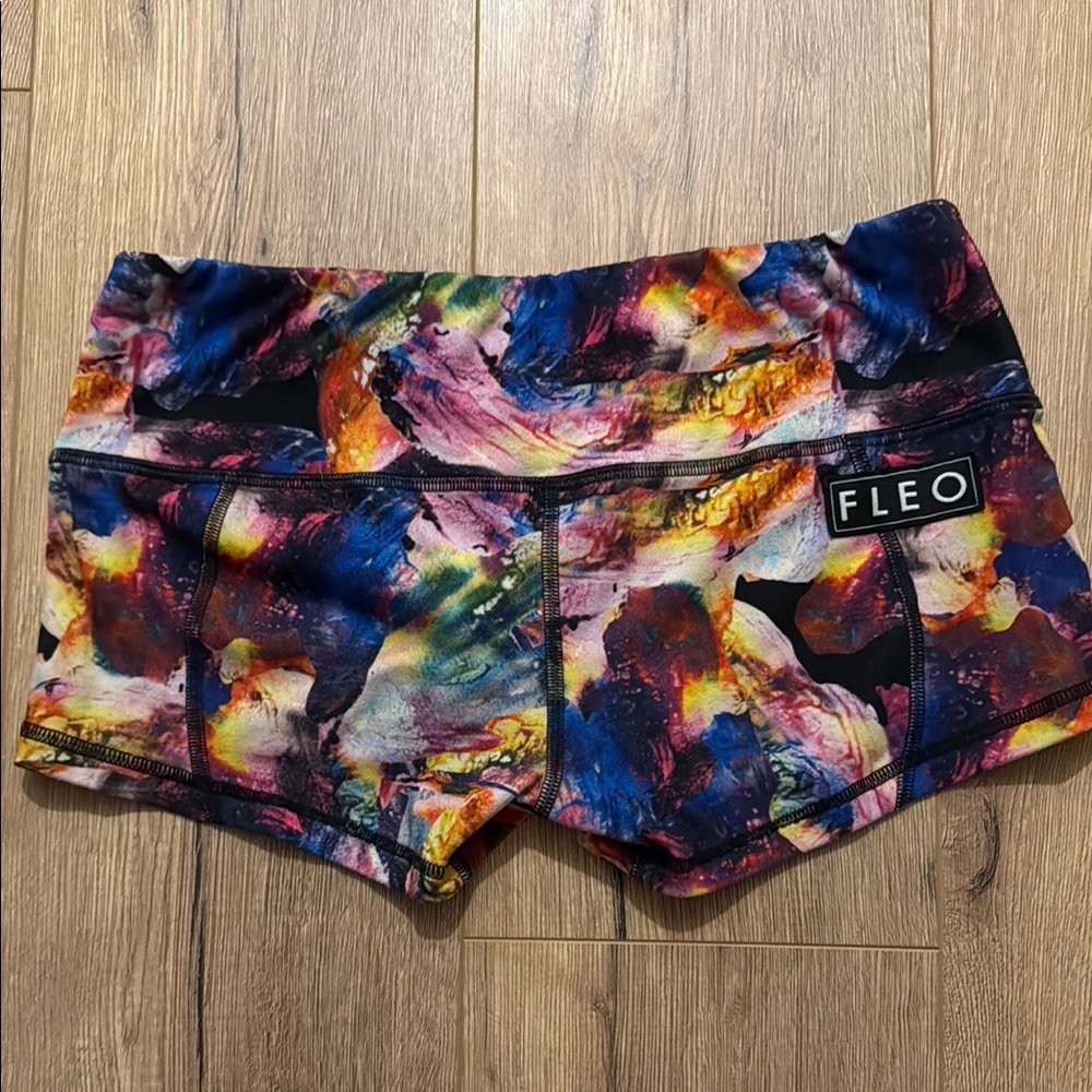 Fleo Blue and Purple Athletic Shorts with Elastic Waistband